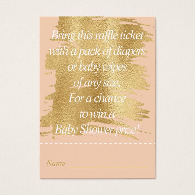 Baby shower Raffle Ticket/Classic Pink/Gold Visitekaartje (Voorkant)