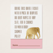 Baby shower Raffle Ticket Elephant Gold Pink Visitekaartje (Voorkant)