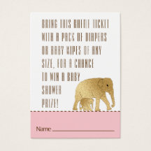 Baby shower Raffle Ticket Elephant Gold Pink