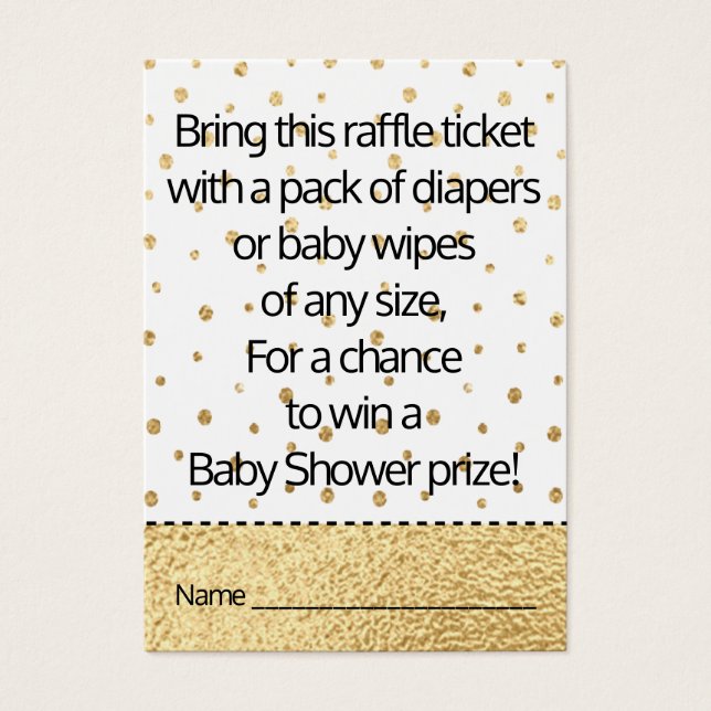 Baby shower Raffle Ticket/Gold Baby Penguin Visitekaartje (Voorkant)