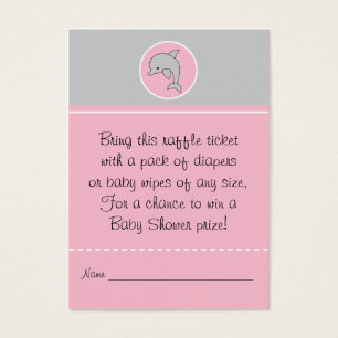 Baby shower Raffle Ticket/Gray Pink Dolphin Visitekaartjes