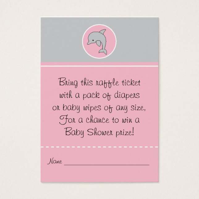 Baby shower Raffle Ticket/Gray Pink Dolphin Visitekaartjes (Voorkant)