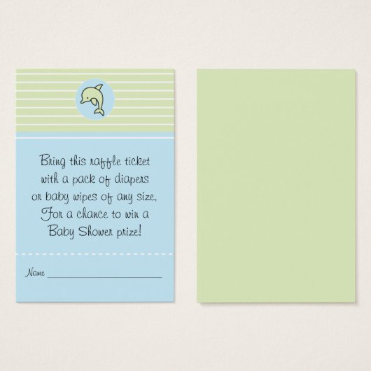 Baby shower Raffle Ticket/Green/Blue Dolphin Visitekaartje (Voorkant /achterkant)
