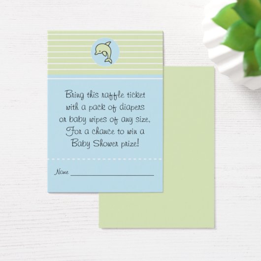 Baby shower Raffle Ticket/Green/Blue Dolphin Visitekaartje (Bureau)