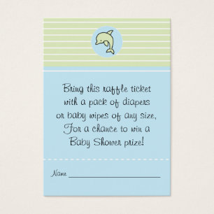 Baby shower Raffle Ticket/Green/Blue Dolphin Visitekaartje
