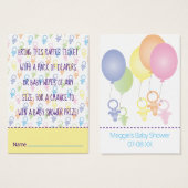 Baby shower Raffle Ticket Paci Bunny Visitekaartje (Voorkant /achterkant)