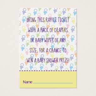 Baby shower Raffle Ticket Paci Bunny Visitekaartje