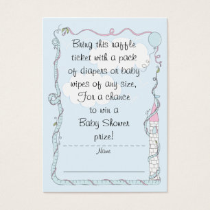 Baby shower Raffle Ticket/Pink/Blue Castle Visitekaartje