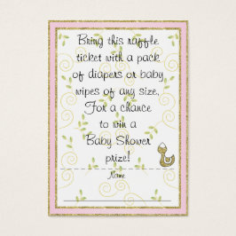 Baby shower Raffle Ticket/PINK/Gold Birds Visitekaartjes