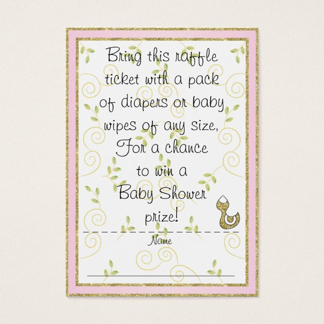 Baby shower Raffle Ticket/PINK/Gold Birds Visitekaartjes (Voorkant)