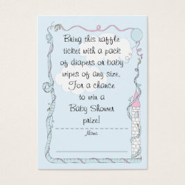 Baby shower Raffle Ticket/Roze/Blue Castle Visitekaartje