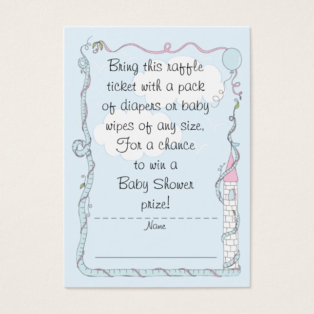 Baby shower Raffle Ticket/Roze/Blue Castle Visitekaartje (Voorkant)