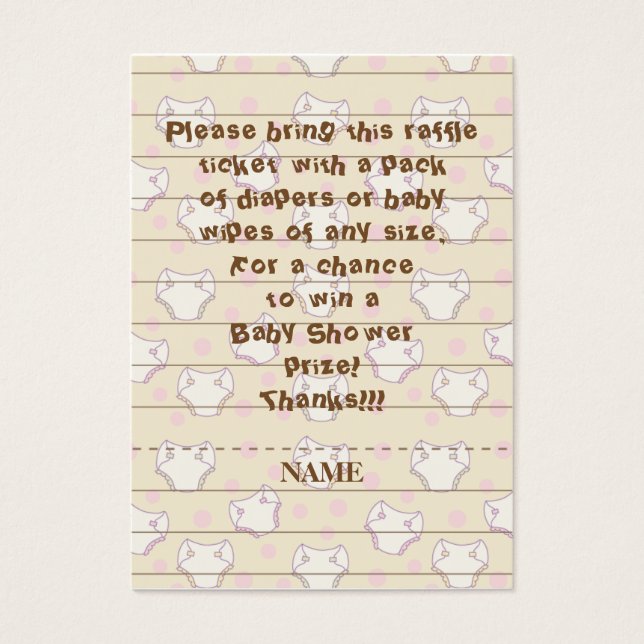 Baby shower Raffle Ticket/roze/bouwt een bibliothe Visitekaartjes (Voorkant)