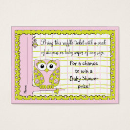 Baby shower Raffle Ticket/Roze/Groene Owl Visitekaartjes