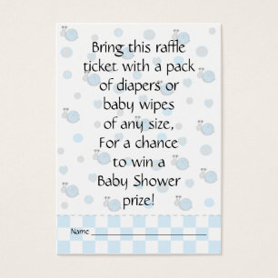 Baby shower Raffle Ticket/Snips en slakken Visitekaartje