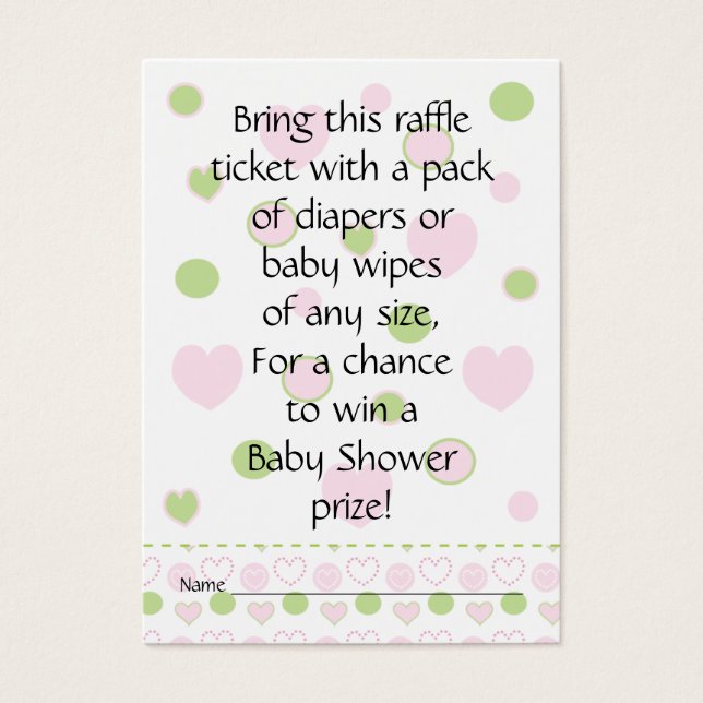 Baby shower Raffle Ticket/Sugar/Spice Visitekaartjes (Voorkant)