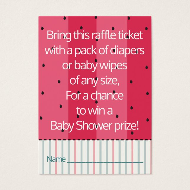 Baby shower Raffle Ticket/Umbrella Watermelon Visitekaartje (Voorkant)