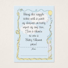 Baby shower Raffle Ticket/Yellow/Blue Castle Visitekaartjes