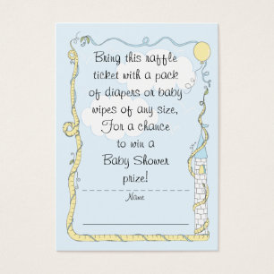 Baby shower Raffle Ticket/Yellow/Blue Castle Visitekaartjes
