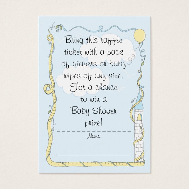 Baby shower Raffle Ticket/Yellow/Blue Castle Visitekaartjes (Voorkant)