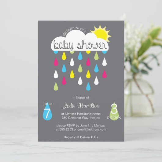 baby shower Rain Cloud Invitation Kaart (Staand voorkant)