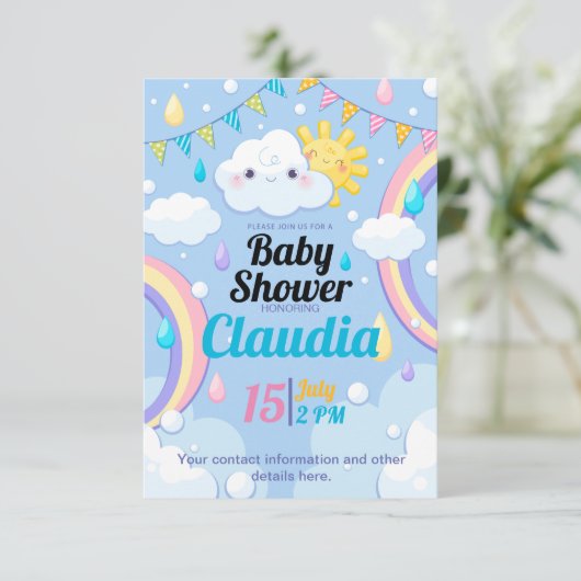 Baby shower Rainbow Bedankkaart (Staand voorkant)