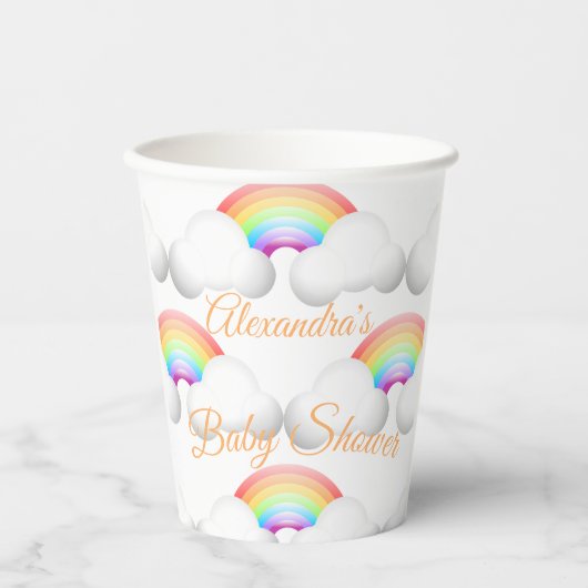 Baby shower Rainbow Clouds Genderneutraal Papieren Bekers (Voorkant)