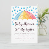Baby shower Rainbow Umbrella Kaart (Staand voorkant)
