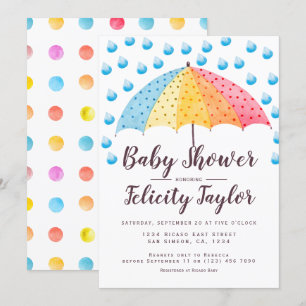 Baby shower Rainbow Umbrella Kaart