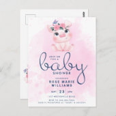 BABY SHOWER | Rainbow Waterverf Pig Briefkaart (Voorkant / Achterkant)