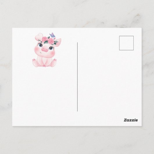 BABY SHOWER | Rainbow Waterverf Pig Briefkaart (Achterkant)