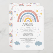Baby shower Rainbow Waterverf Script Kaart (Voorkant / Achterkant)