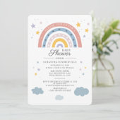 Baby shower Rainbow Waterverf Script Kaart (Staand voorkant)