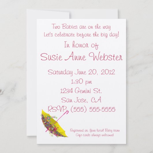 Baby shower Raining Babies Uitnodiging (Achterkant)