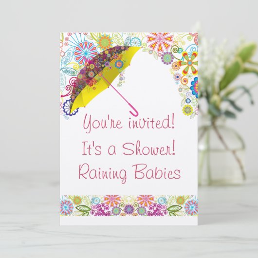 Baby shower Raining Babies Uitnodiging (Staand voorkant)