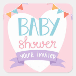 Baby shower rechthoekige sticker