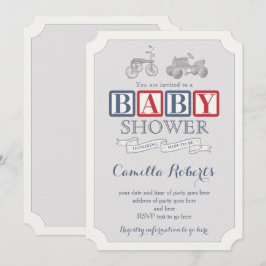 Baby shower "Red Navy Blue  Toys Nursery Boy" Kaart