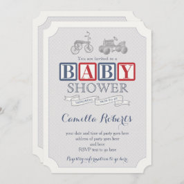 Baby shower "Red Navy Blue  Toys Nursery Boy" Kaart