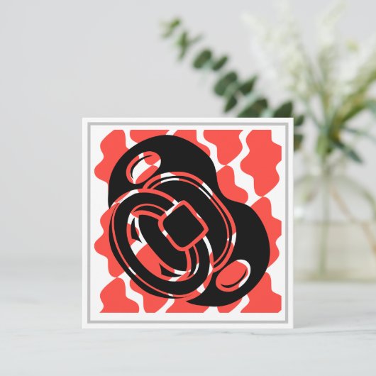 Baby shower Red & White Pacifier Kaart (Staand voorkant)