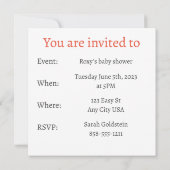 Baby shower Red & White Pacifier Kaart (Achterkant)