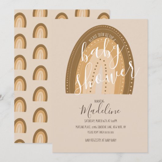 Baby Shower Regenboog Boheemse Warme Tinten Kaart (Voorkant / Achterkant)