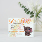 Baby shower regenboog en olifant Doodle Art Announ Aankondigingskaart (Staand voorkant)