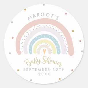 Baby shower regenboog Genderneutraal Ronde Sticker