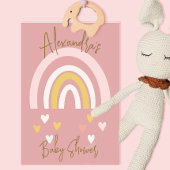 Baby shower regenboog harten roze kaart