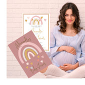 Baby shower regenboog harten roze kaart