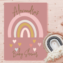 Baby shower regenboog harten zacht roze