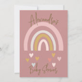 Baby shower regenboog harten zacht roze kaart (Achterkant)