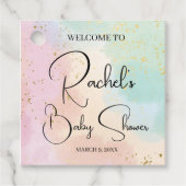Baby shower regenboog Kleurrijke Waterverf Aangepa Bedankjes Labels (Voorkant)