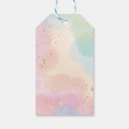 Baby shower regenboog Kleurrijke Waterverf Aangepa Cadeaulabel (Achterkant)