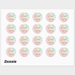 Baby shower regenboog Kleurrijke Waterverf Aangepa Ronde Sticker